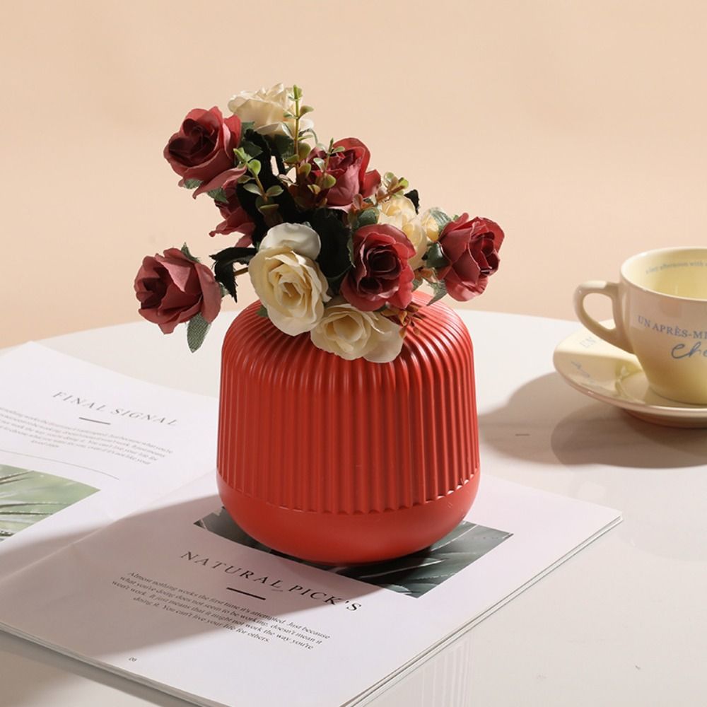 Glass Vase Nordic - Imitation Ceramic Flower Vase Solid Color