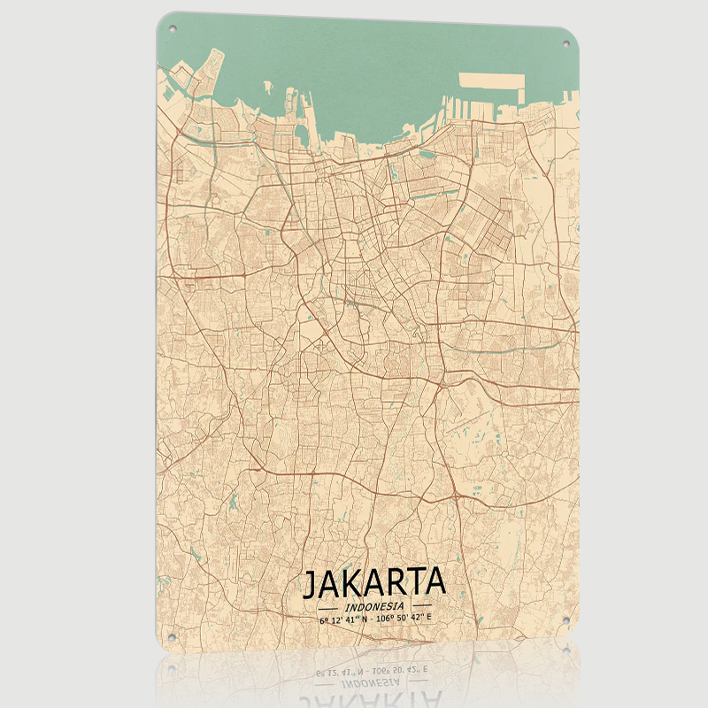 Jakarta Vintage Map Printed Po - Home Decor Jakarta ulasan dan harga