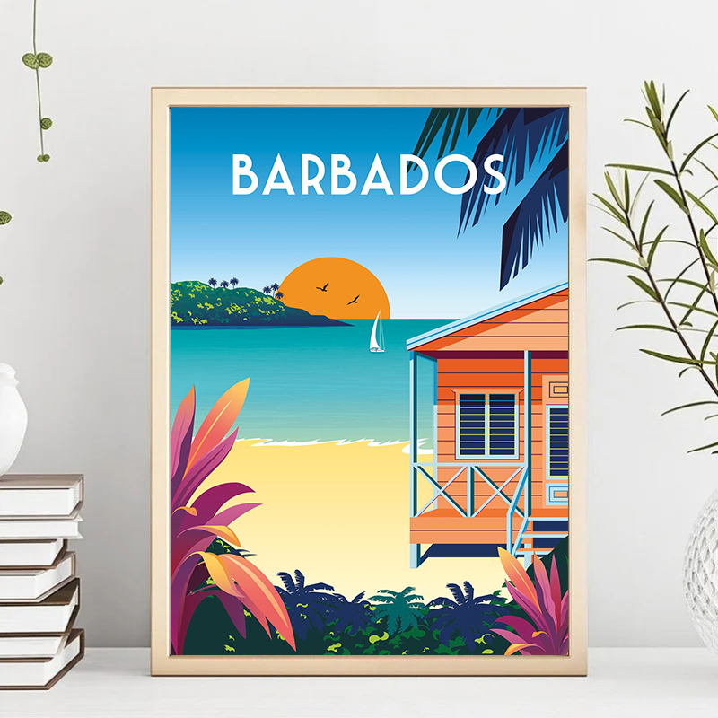 Travel Illustrated Canvas Pain - Home Decor Bali ulasan dan harga