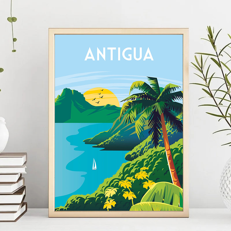 Travel Illustrated Canvas Pain - Home Decor Bali ulasan dan harga