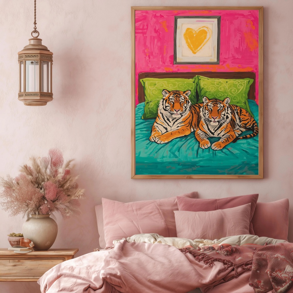 Couple Tiger Canvas Wall Art P - Home Decor Lovely Home ulasan dan harga