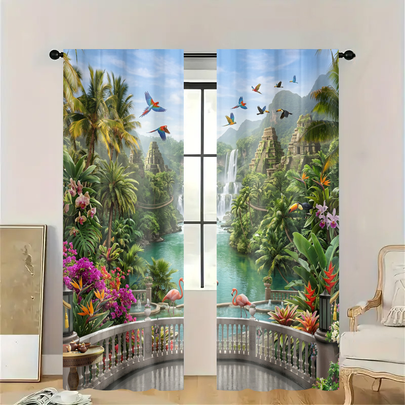 Vibrant Tropical Jungle Waterf - Home Decor Bali ulasan dan harga