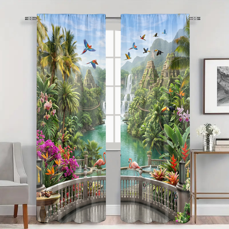 Vibrant Tropical Jungle Waterf - Home Decor Bali ulasan dan harga
