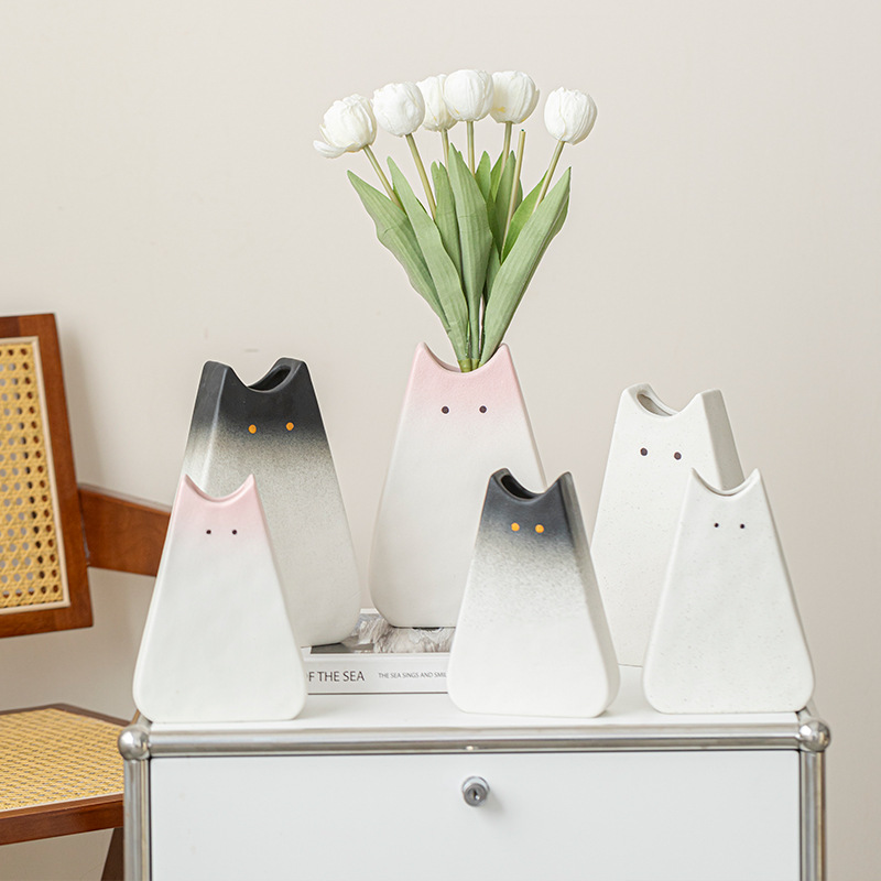 Cute Cat-like Ceramic Vase, No - Glass Vase Nordic ulasan dan harga