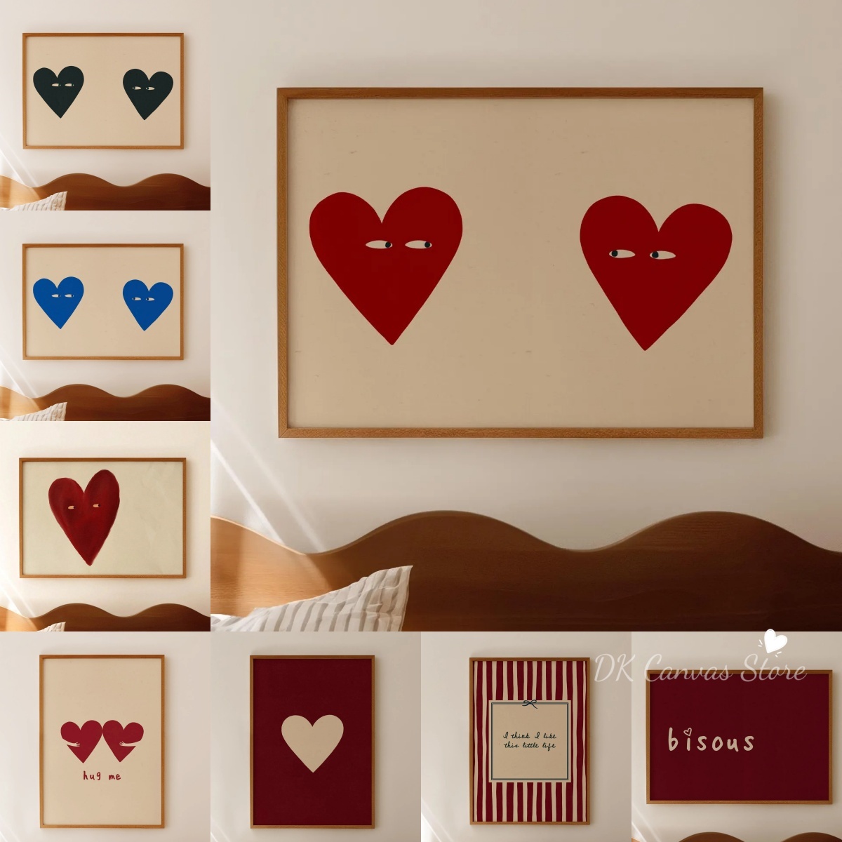 Funny Red Heart Eyes Canvas Pr - Home Decor Lovely Home ulasan dan harga