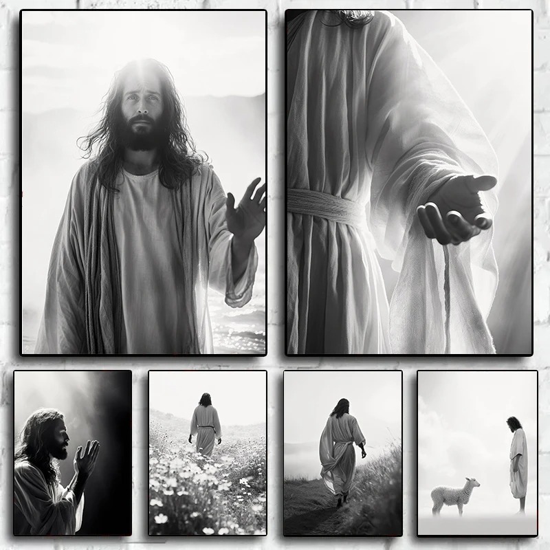 Black and White Jesus Faith Cr - Home Decor Jesus ulasan dan harga