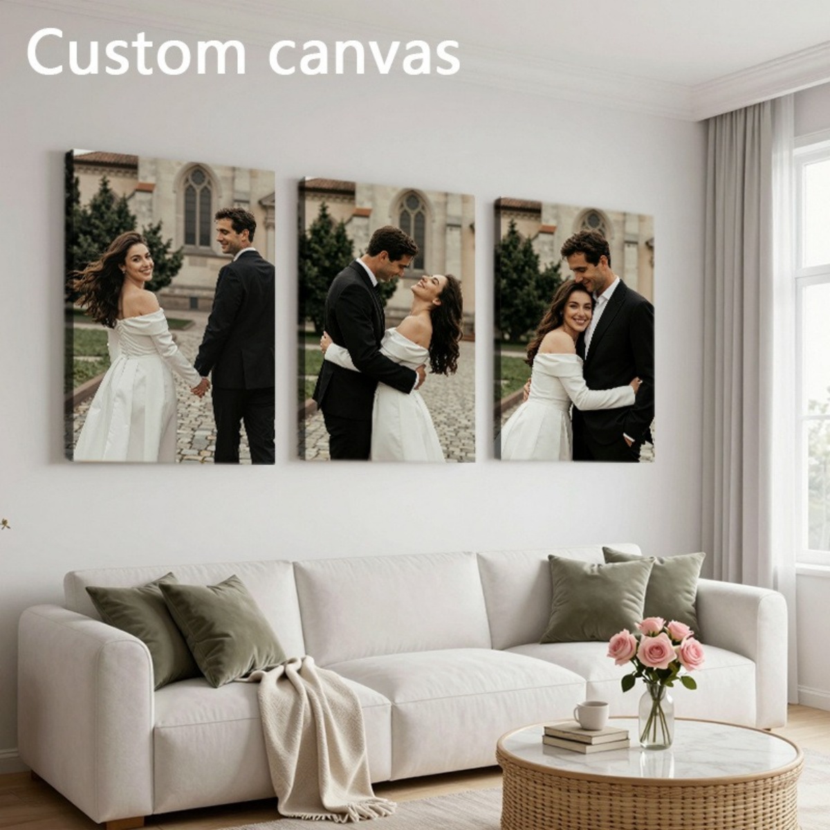Set of 3 Custom Photo Canvas P - Home Decor Fabric ulasan dan harga