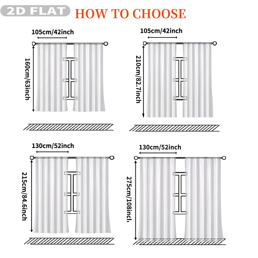 Custom 2D Flat 2pcs Sheer Curt - Home Decor Fabric ulasan dan harga