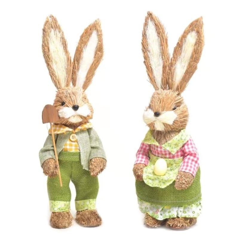 Straw Rabbit Bunny Decorations - Home Decor Modern Organic ulasan dan harga