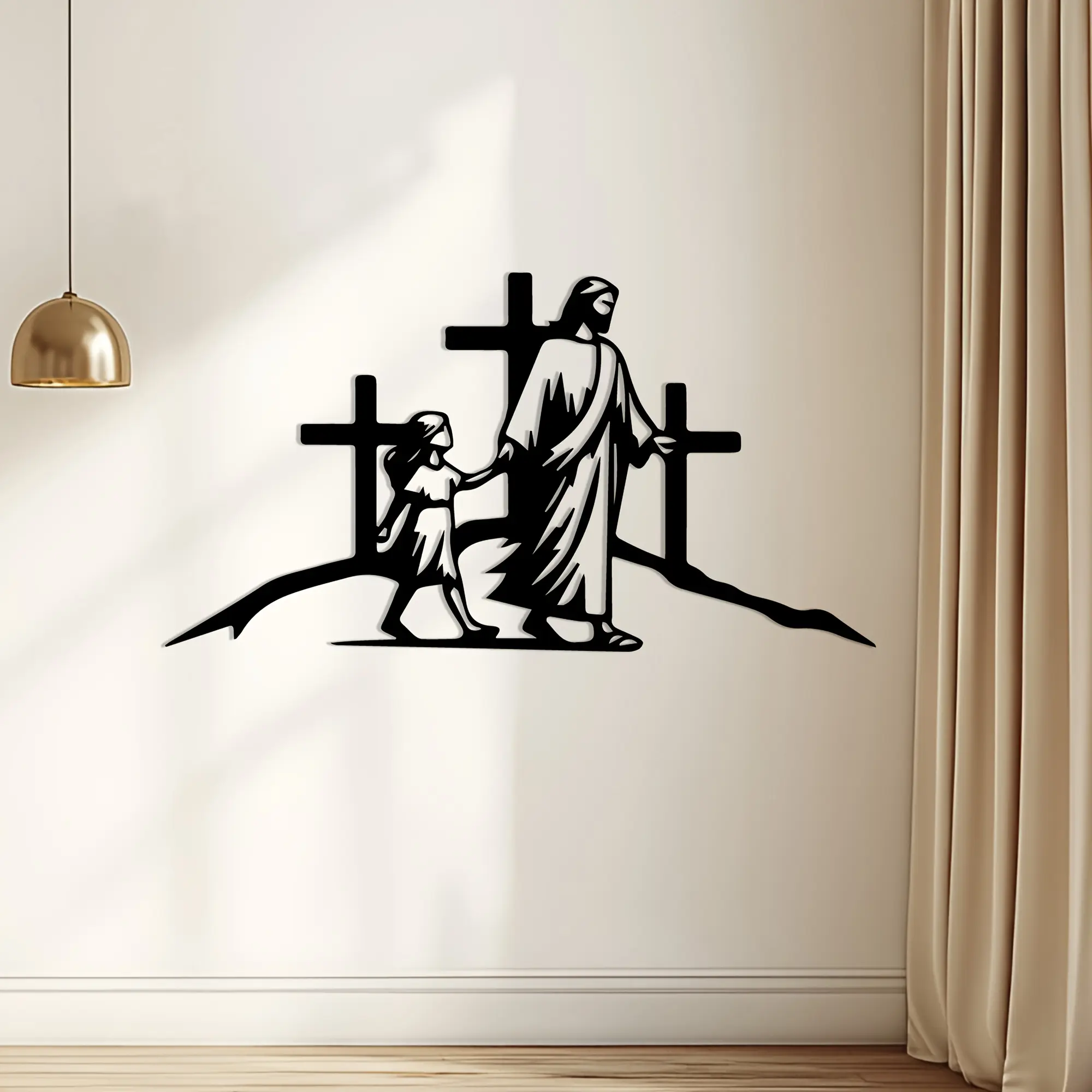 CIFBUY Wrought Iron Cross Wall - Home Decor Jesus ulasan dan harga