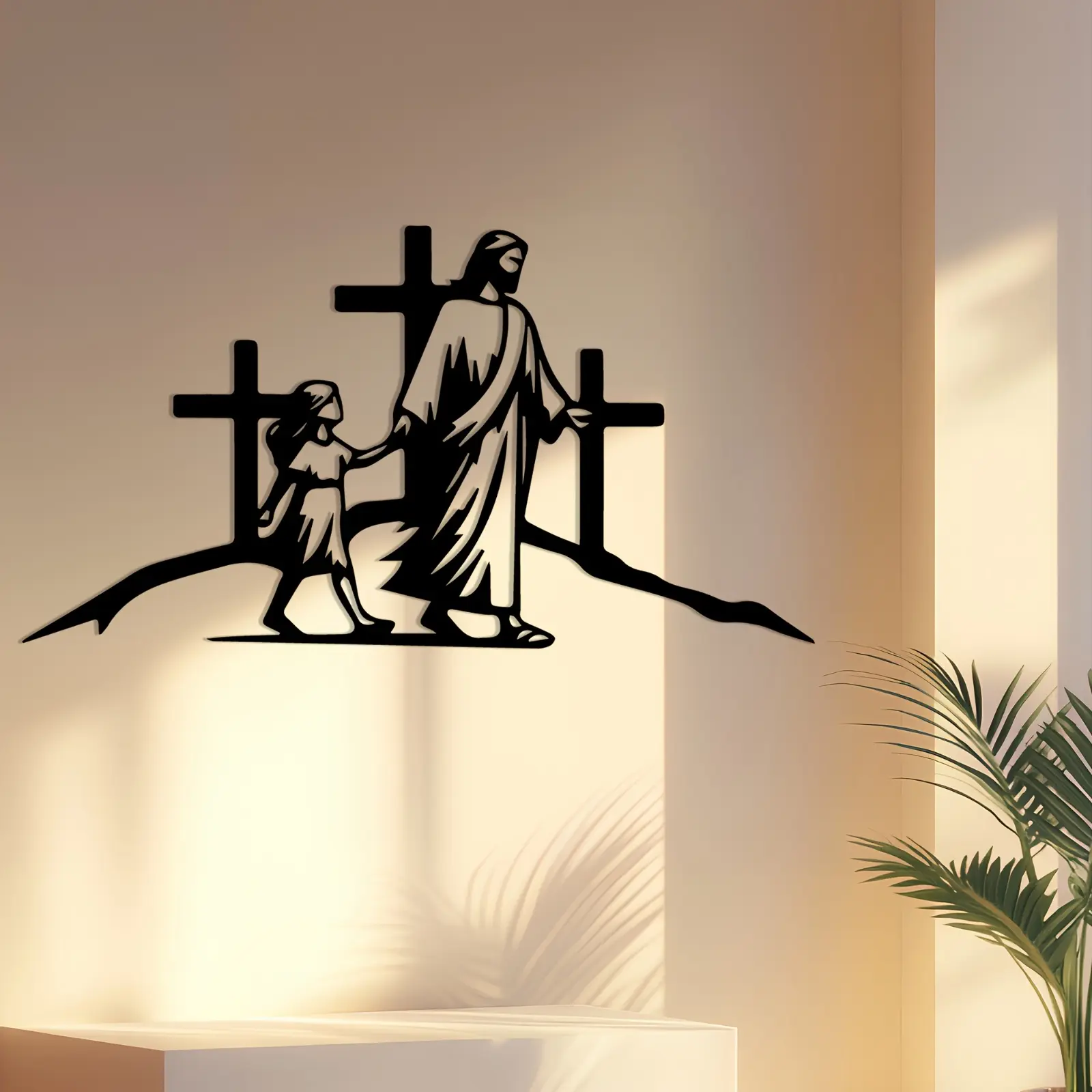 CIFBUY Wrought Iron Cross Wall - Home Decor Jesus ulasan dan harga