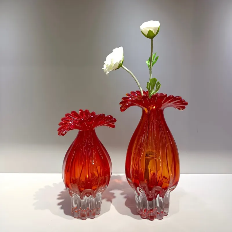 Nordic Glazed Glass Vase Red O - Glass Vase Nordic ulasan dan harga