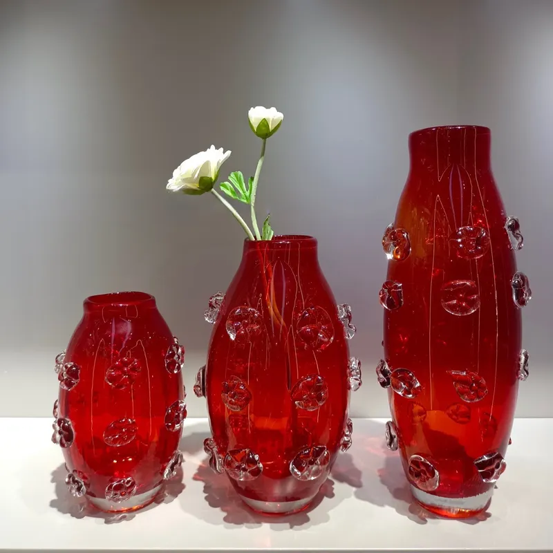 Nordic Glazed Glass Vase Red O - Glass Vase Nordic ulasan dan harga