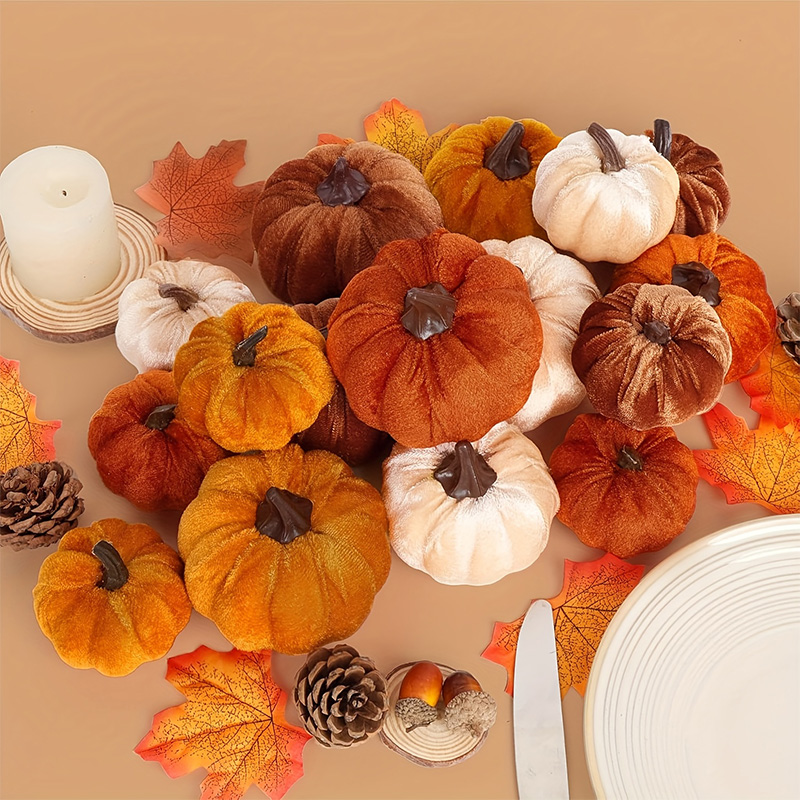 16pcs Simulated Velvet Pumpkin - Home Decor Modern Organic ulasan dan harga