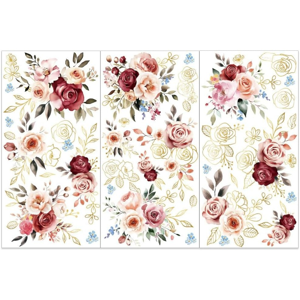 3pcs/Set Watercolor Roses Rub  - Home Decor Flowers ulasan dan harga