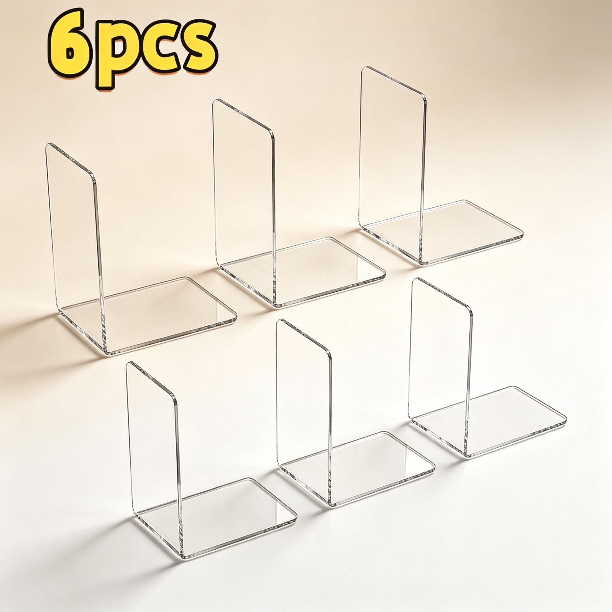 6 Pcs Transparent Acrylic Book - Aesthetic Bookend ulasan dan harga