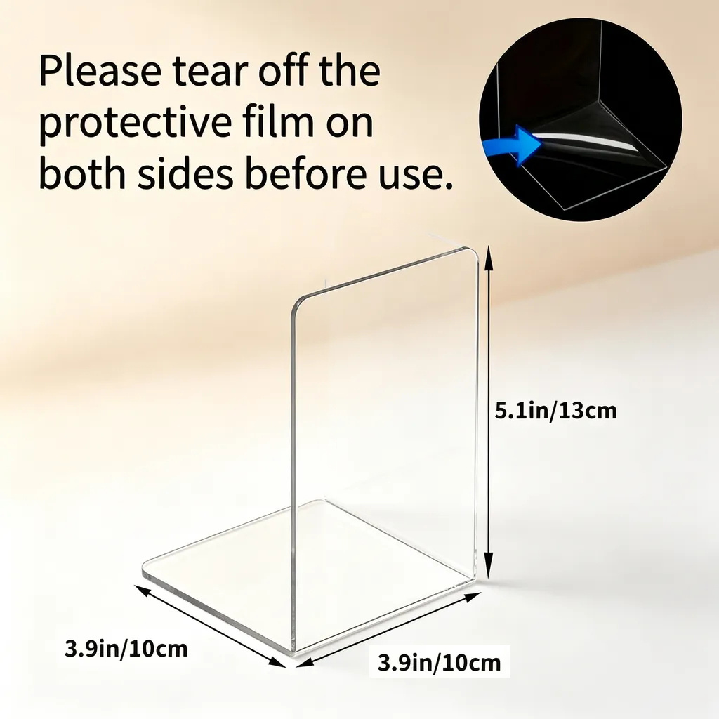 6 Pcs Transparent Acrylic Book - Aesthetic Bookend ulasan dan harga