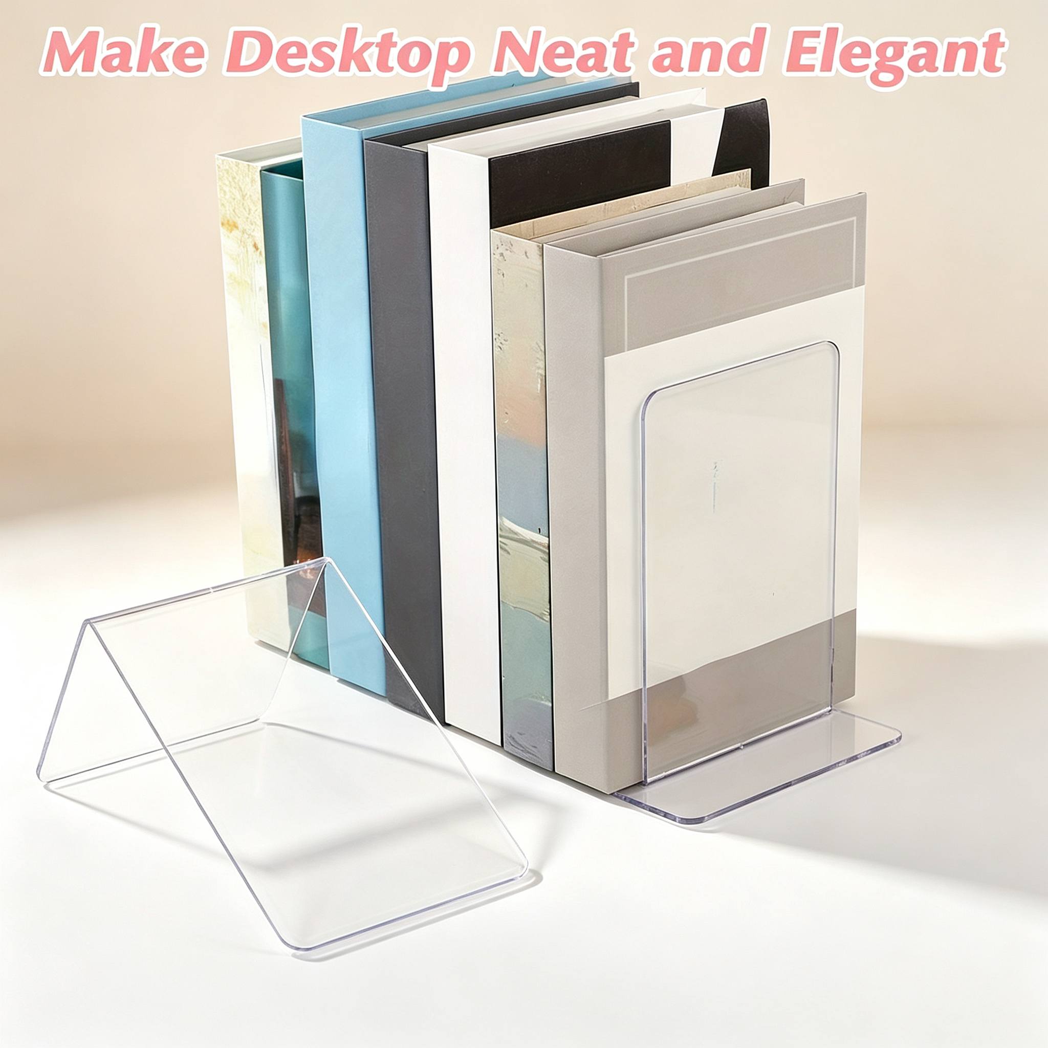 6 Pcs Transparent Acrylic Book - Aesthetic Bookend ulasan dan harga