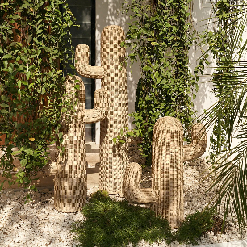 Handmade Rattan Floor Cactus S - Home Decor Modern Organic ulasan dan harga