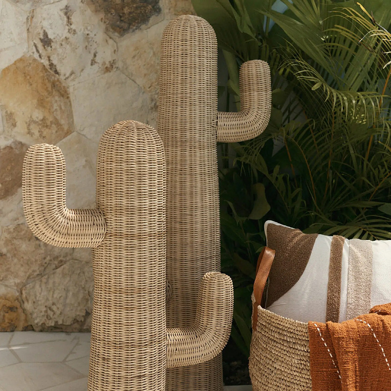 Handmade Rattan Floor Cactus S - Home Decor Modern Organic ulasan dan harga