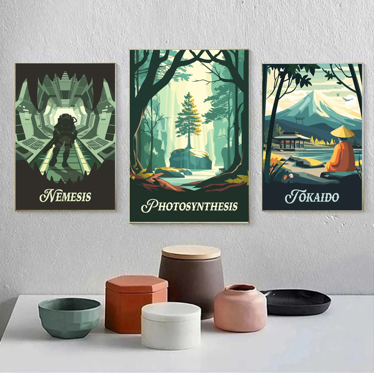 Cartoon Abstract Game Scene La - Watercolor Poster Print ulasan dan harga