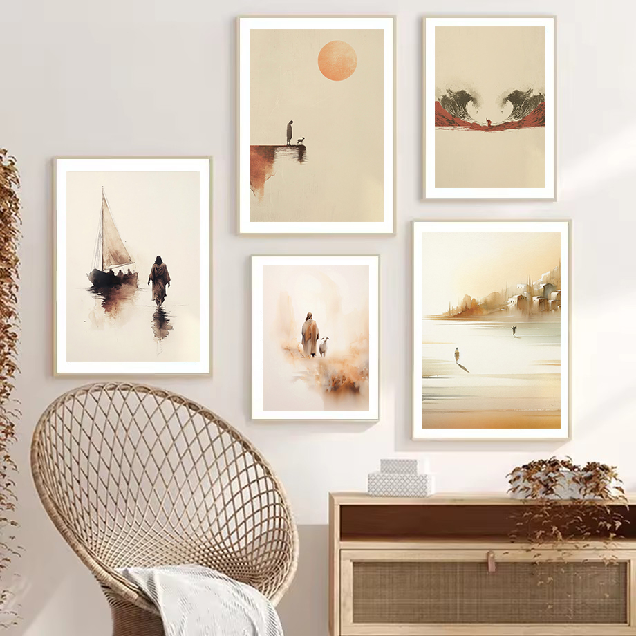 Watercolor Jesus leaves the 99 - Home Decor Jesus ulasan dan harga